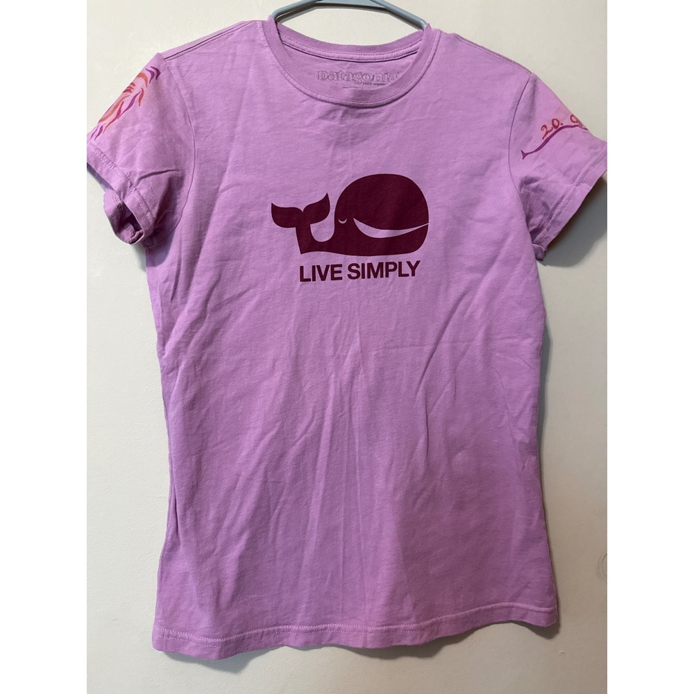 Patagonia Womens Organic Cotton Graphic T Shirt Whale Live Simply Purple Size M